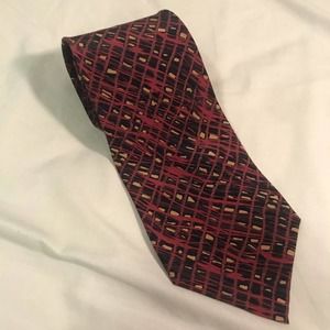 Nadia Roden Red, Black, Grey, Yellow 100% Silk Neck Tie